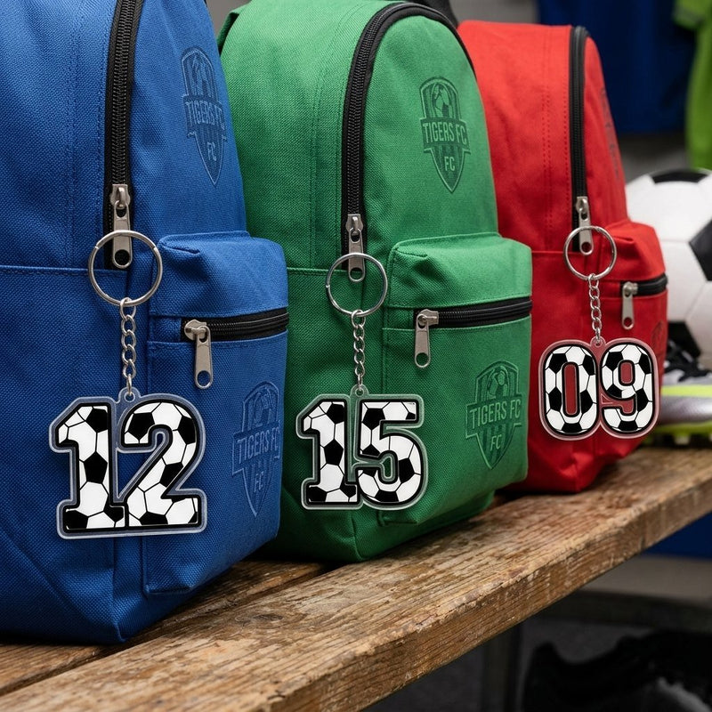 Fußball-Schlüsselanhänger mit Trikotnummer personalisiert
