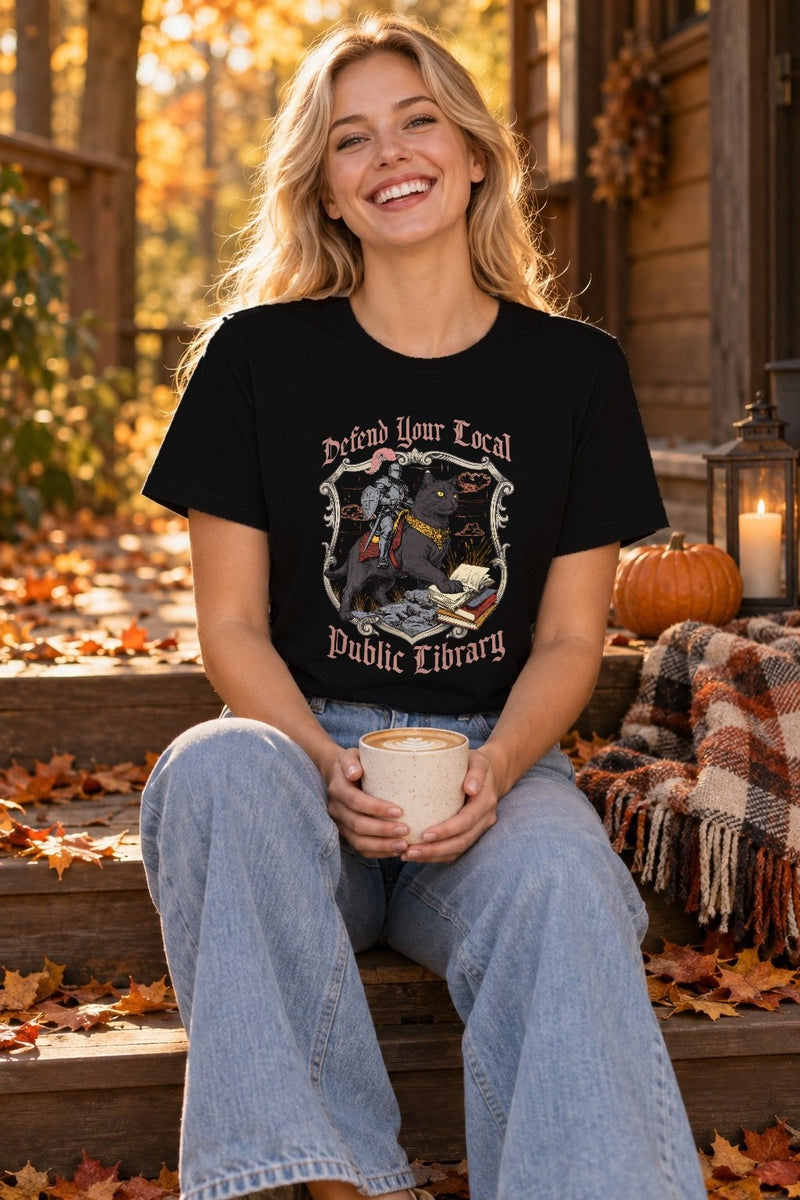 Bücherei-Shirt mit Katzenritter