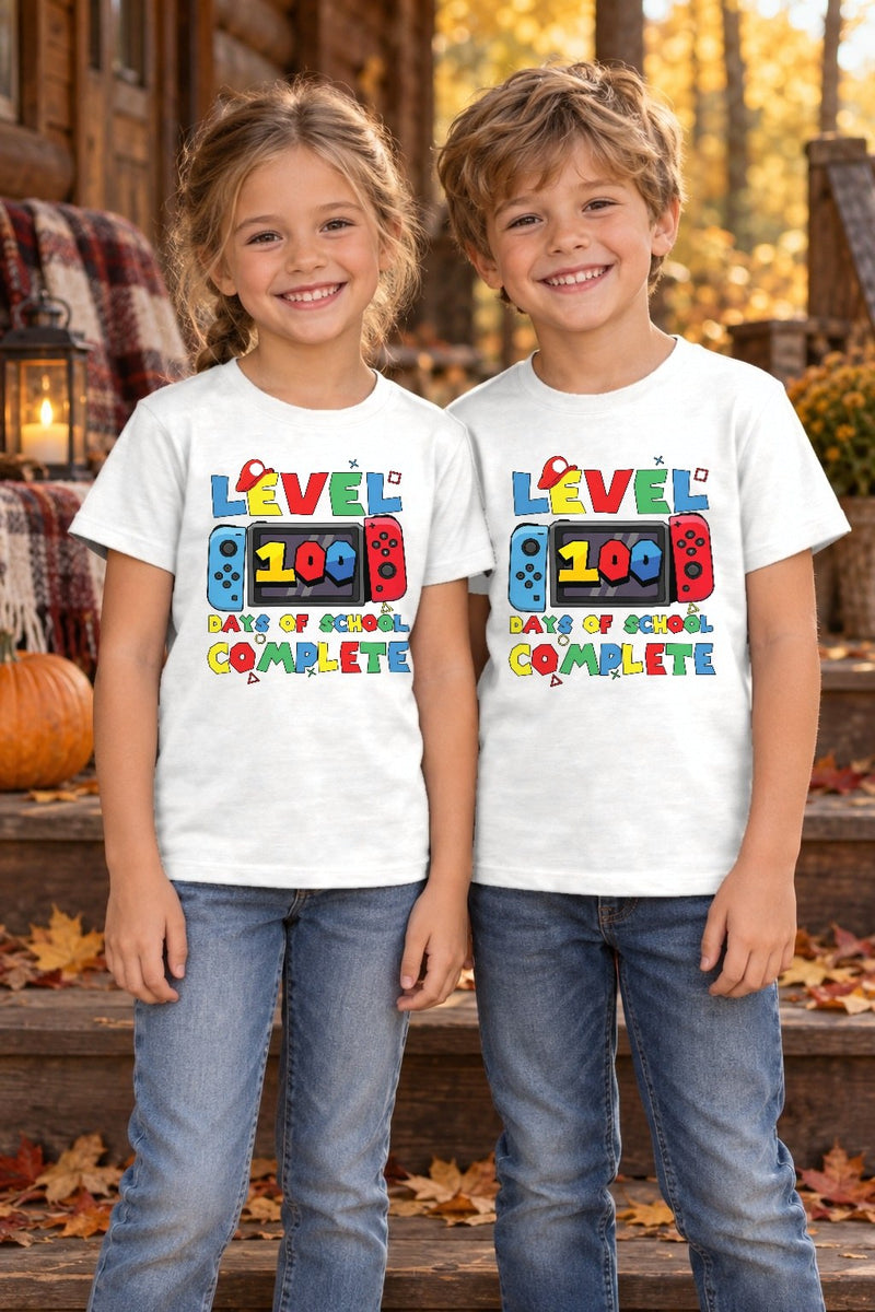Gamer-Schulshirt „Level 100 Days of School Complete“