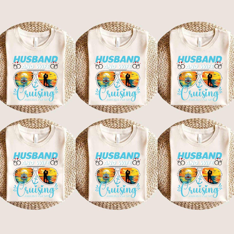 Kreuzfahrt-Pärchenshirt „Husband and Wife Cruising – Partners for Life“