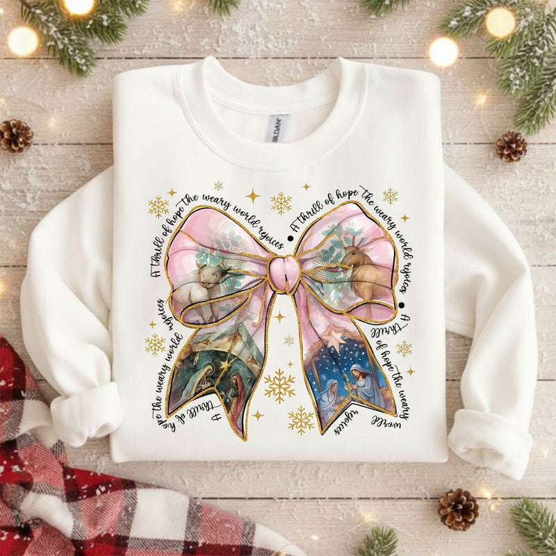 Christlicher Weihnachtspullover „A Thrill of Hope, the Weary World Rejoices“