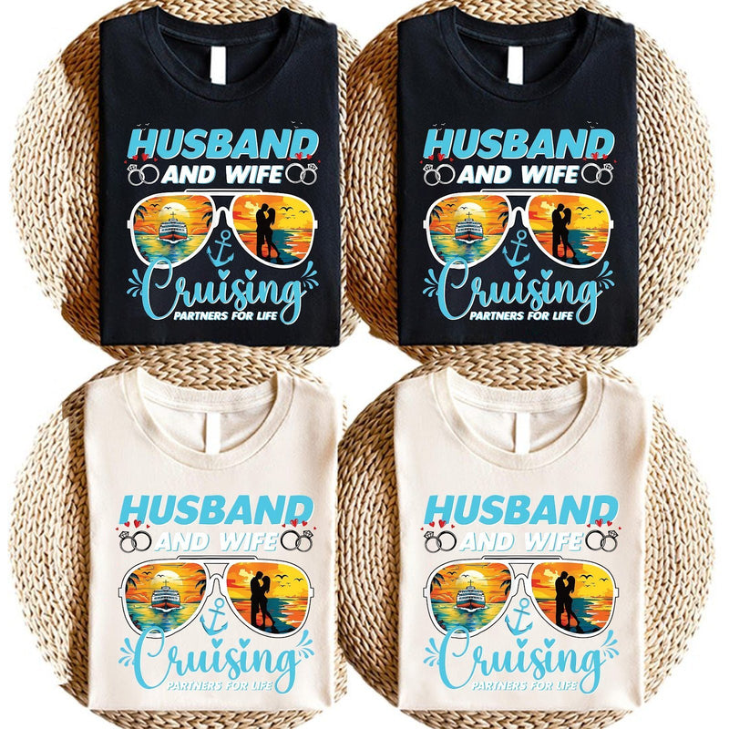 Kreuzfahrt-Pärchenshirt „Husband and Wife Cruising – Partners for Life“