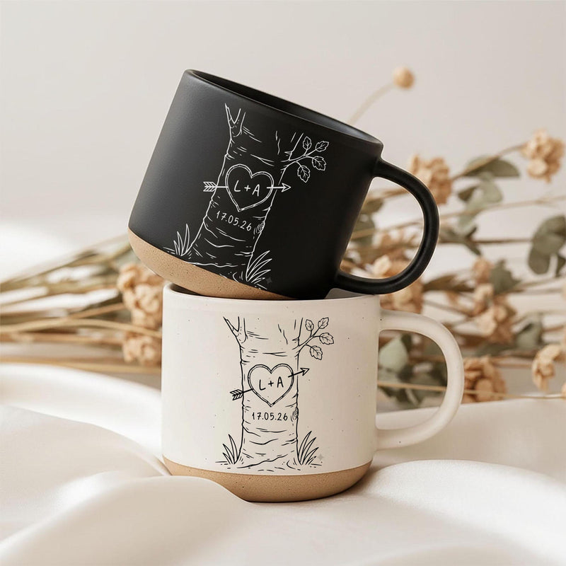 Pärchen-Tasse mit Initialen im Herz