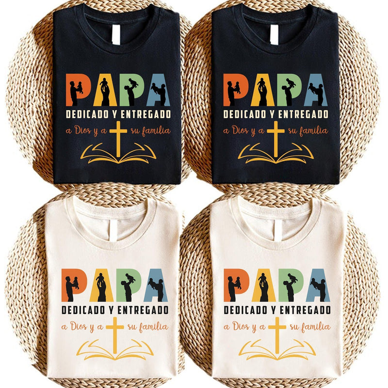 Christliches Papa T-Shirt Spanisch „Papa dedicado y entregado a Dios y a su …“