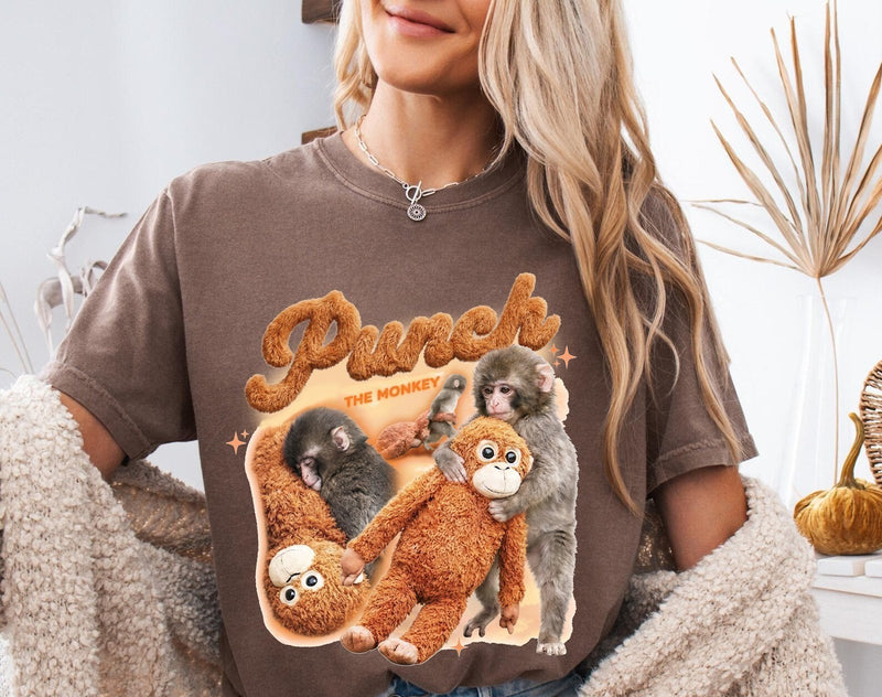 Affen-Shirt „Punch the Monkey“ mit Babyaffe und Plüsch-Orang-Utan