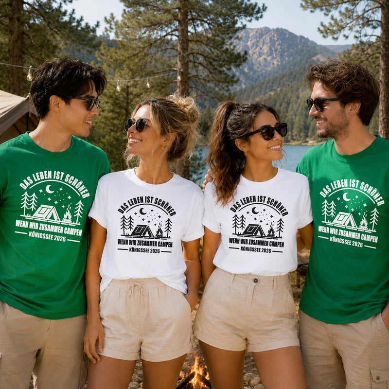 Camping T-Shirt „Das Leben ist schöner, wenn wir zusammen campen“ mit Ort und …