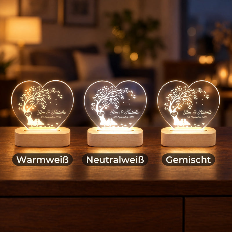 LED Herz Lampe mit Namen und Datum