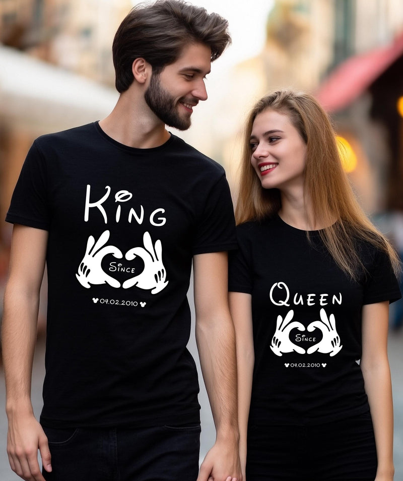 Partnerlook Shirts King und Queen mit Datum