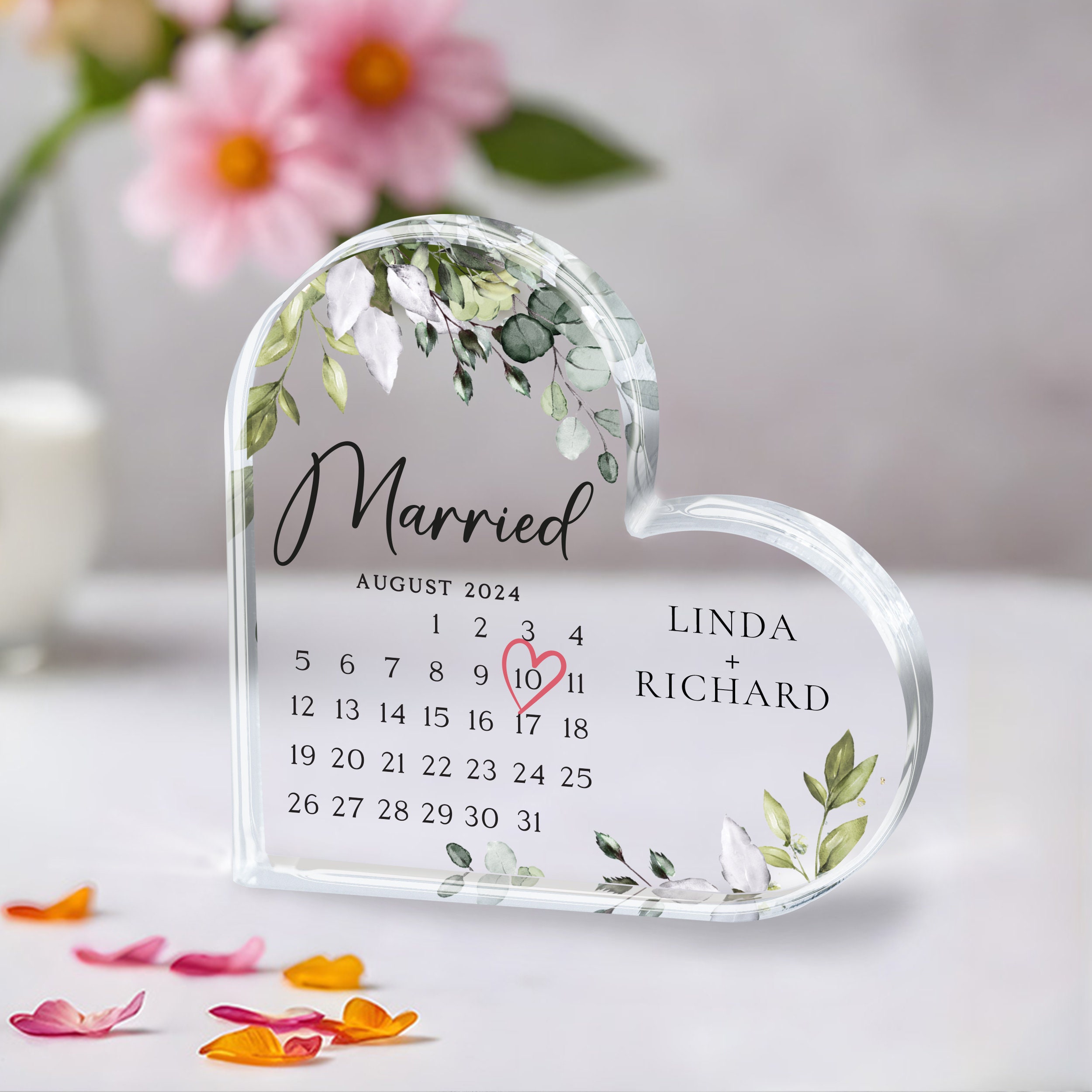 Hochzeits-Plakette »Married« (Acryl)