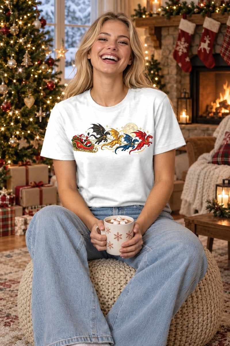 Weihnachts-Shirt Weihnachtsmann mit Drachen-Schlitten