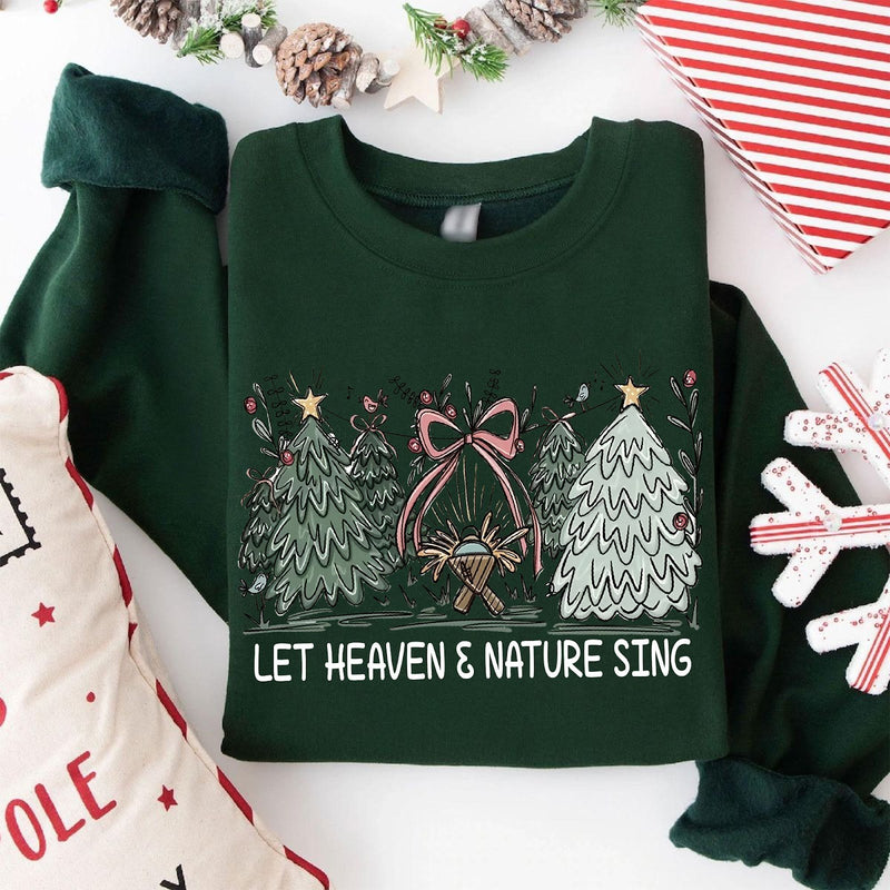 Christlicher Weihnachtspullover „Let Heaven & Nature Sing“