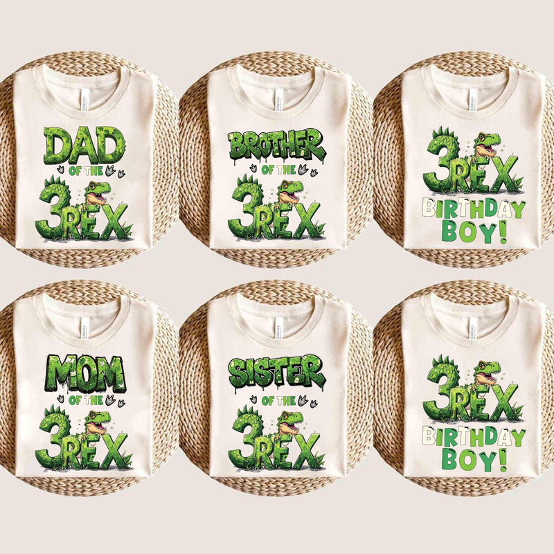 Dino Familien Geburtstagsshirt „of the 3 Rex“ mit Alter nach Wahl