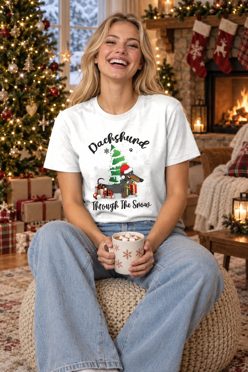 Dackel Weihnachtspullover „Dachshund Through the Snow“ – Dackel mit …
