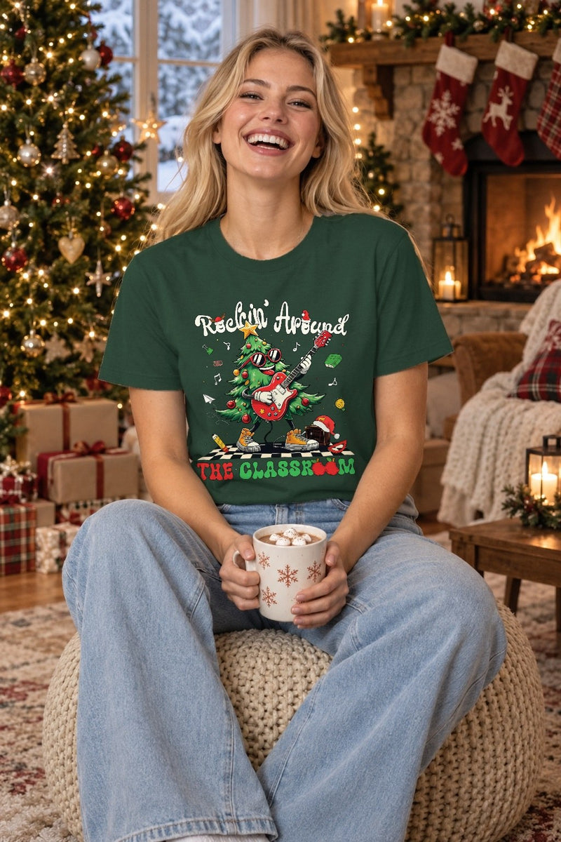 Lehrer Weihnachtspullover „Rockin' Around the Classroom“