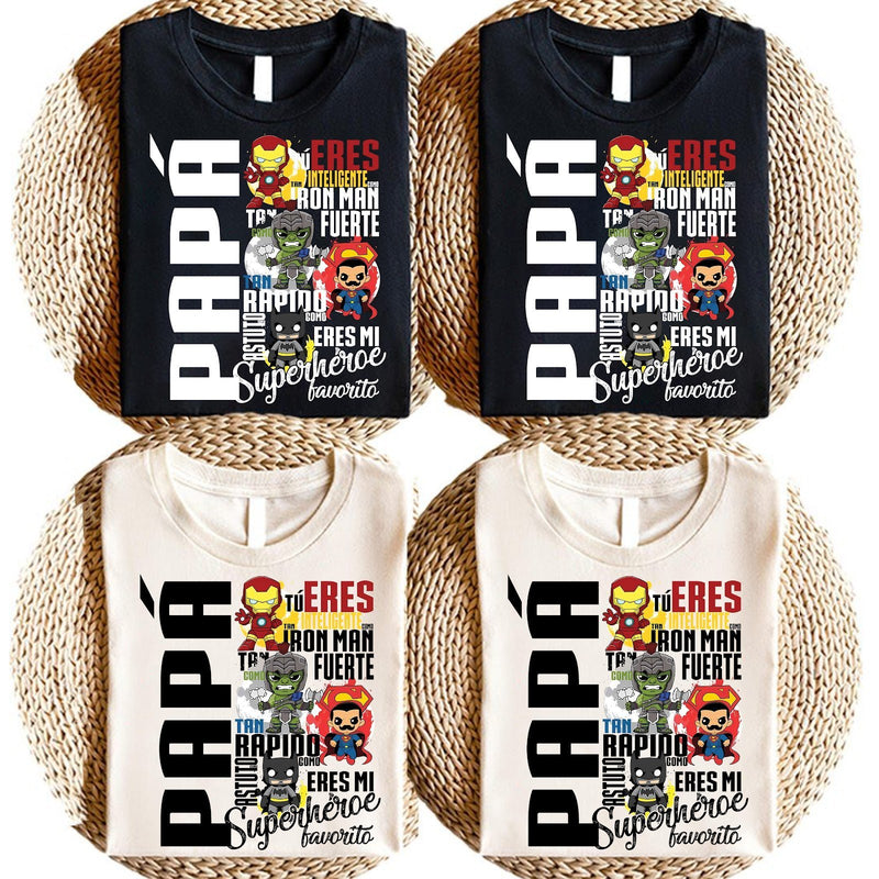 Spanisches Papa-Shirt „Papá, tú eres mi superhéroe favorito“