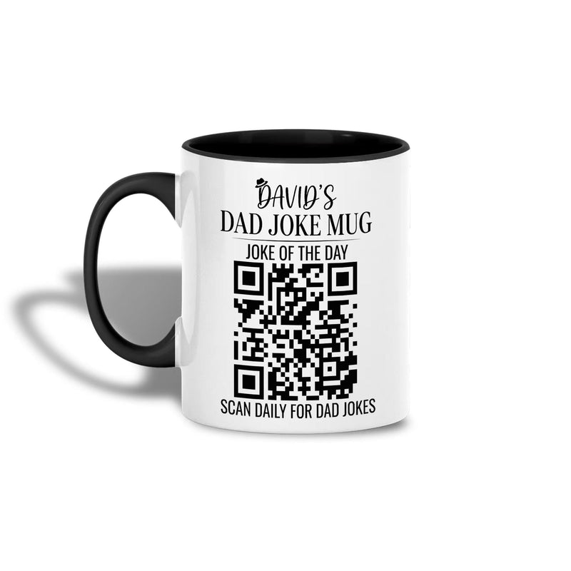 Personalisierte Papa-Tasse mit Namen und QR-Code „Dad Joke Mug – Scan Daily For …“