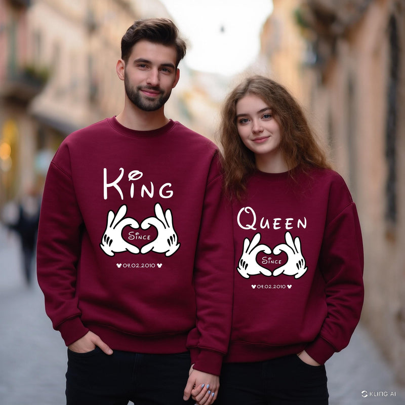 Partnerlook Shirts King und Queen mit Datum