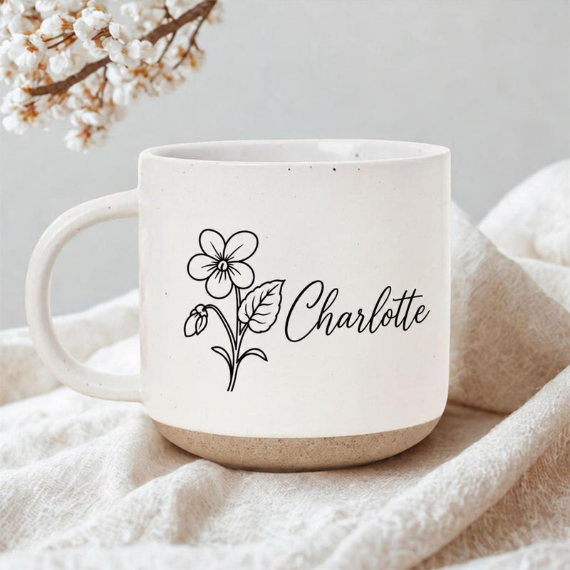 Geburtsblumen-Tasse personalisiert mit Namen