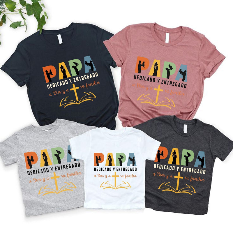 Christliches Papa T-Shirt Spanisch „Papa dedicado y entregado a Dios y a su …“