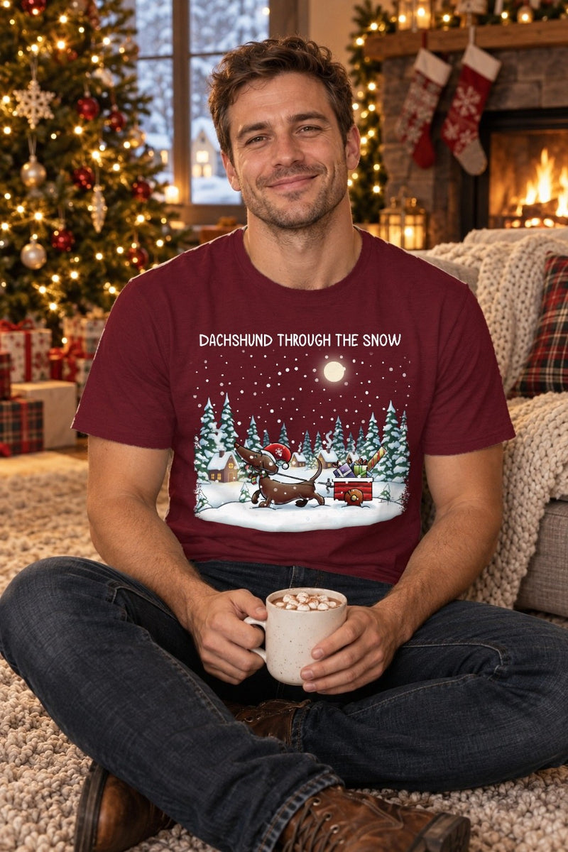 Dackel Weihnachtspullover „Dachshund Through the Snow“ – Dackel mit …