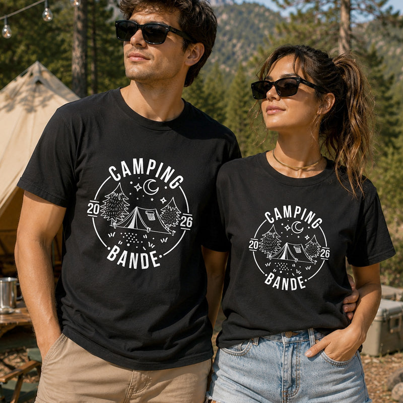 Camping T-Shirt „Camping Bande“ mit Jahr personalisiert