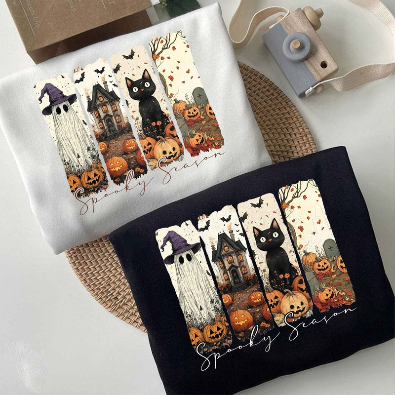 Halloween Pullover „Spooky Season“ – Geist mit Hexenhut