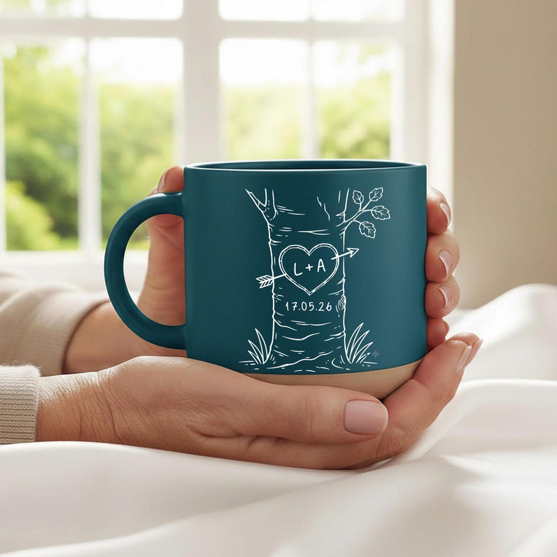 Pärchen-Tasse mit Initialen im Herz