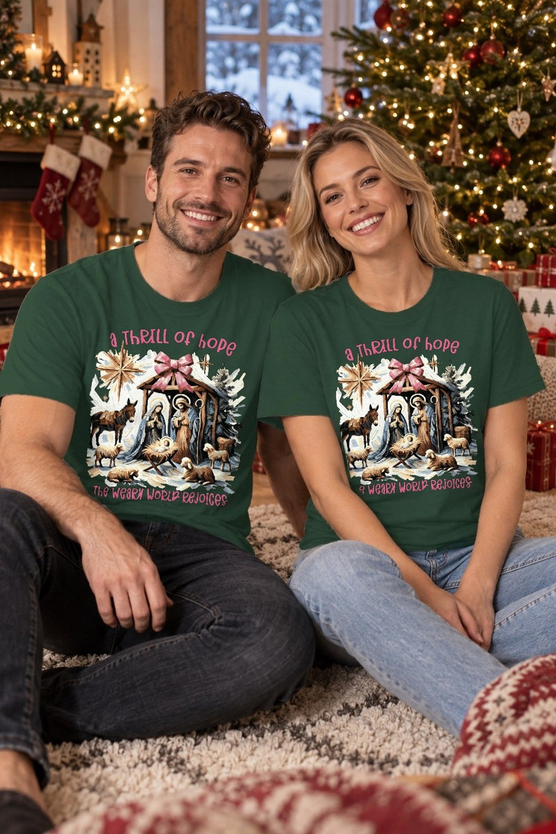 Christlicher Weihnachtspullover „A thrill of hope, the weary world rejoices“