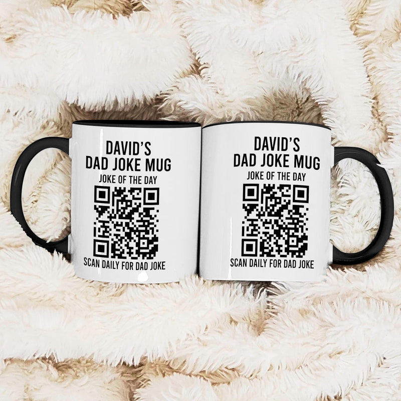 Personalisierte Dad Joke Tasse mit Namen und QR-Code „Scan Daily for Dad Joke“