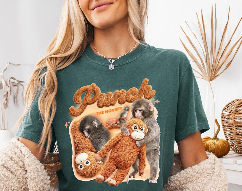 Affen-Shirt „Punch the Monkey“ mit Babyaffe und Plüsch-Orang-Utan