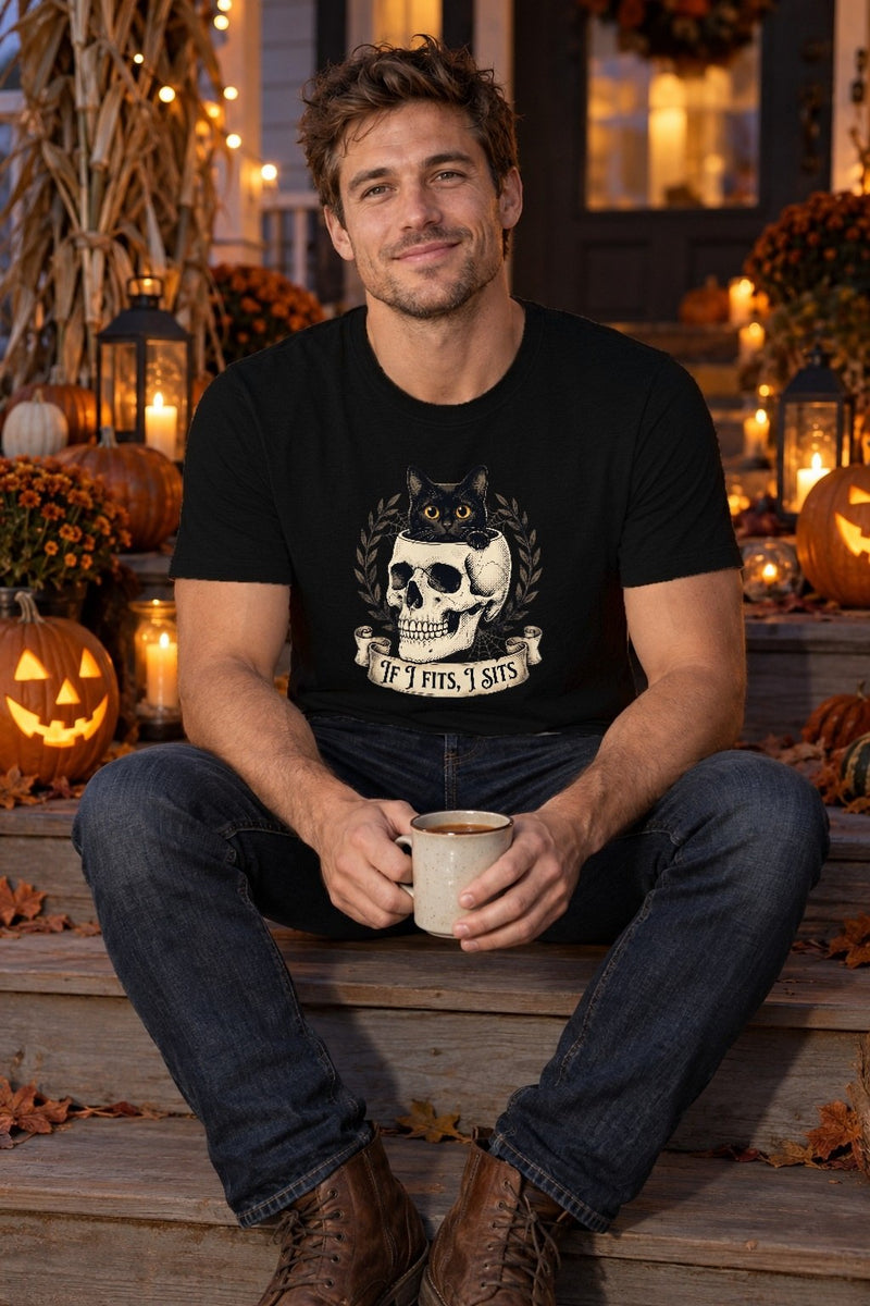 Gothic Katzen-Shirt „If I Fits, I Sits“
