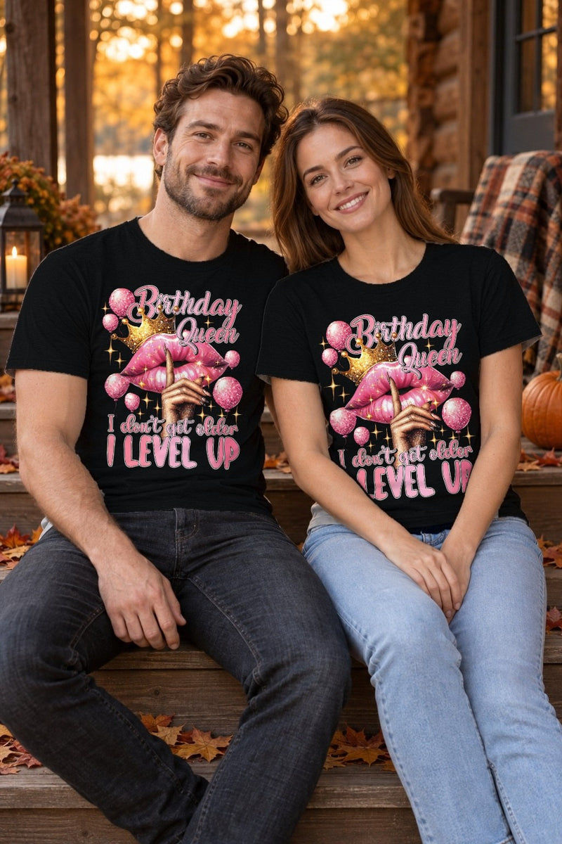 Geburtstag T-Shirt Damen „Birthday Queen – I don't get older, I level up“