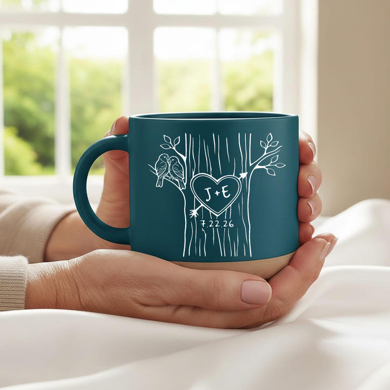 Personalisierte Pärchen-Tasse mit Initialen im Herz