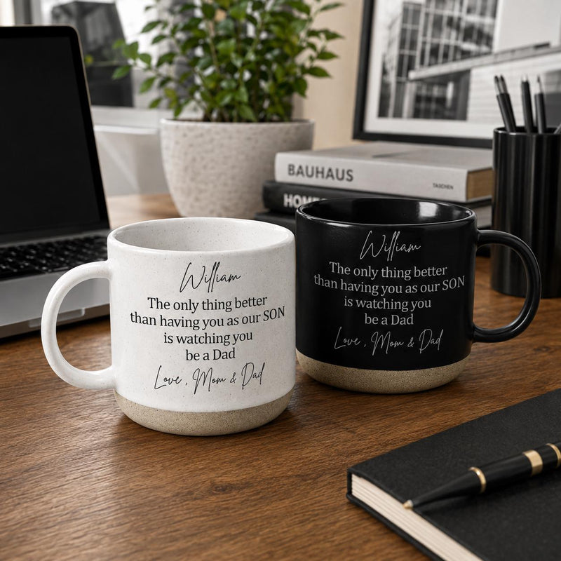 Tasse für den Sohn zum ersten Vatertag mit Namen