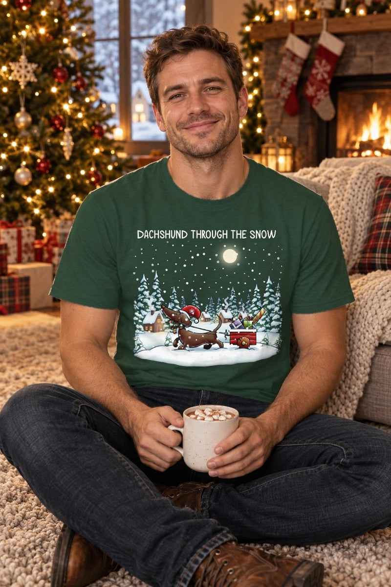 Dackel Weihnachtspullover „Dachshund Through the Snow“ – Dackel mit …