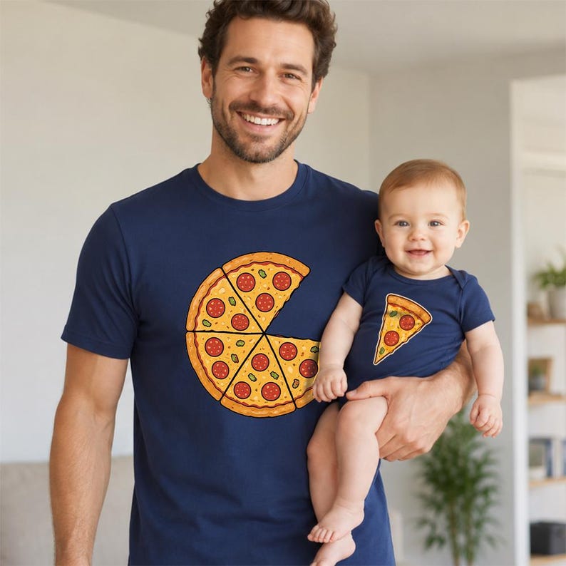 Partnerlook Papa und Kind T-Shirt Pizza