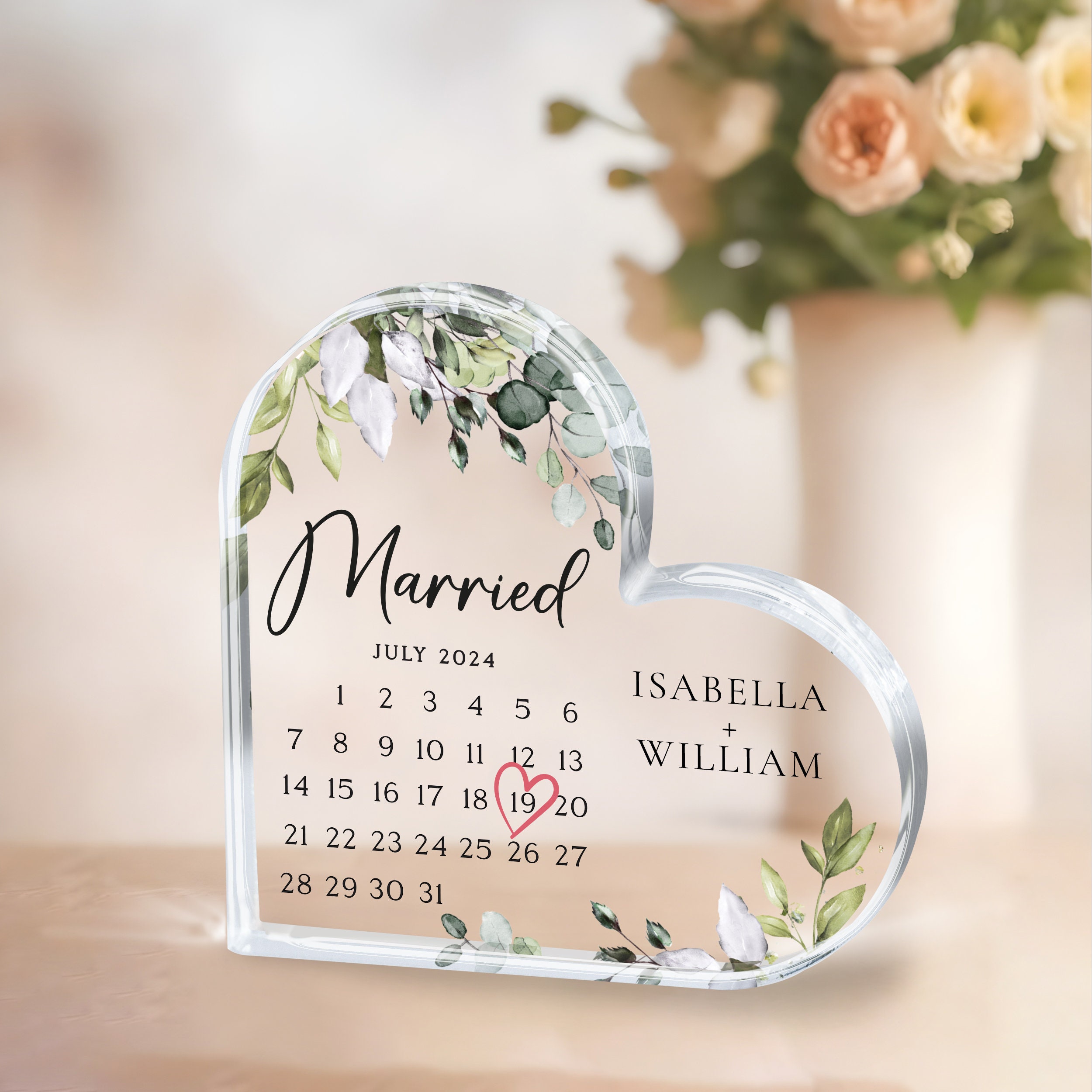 Hochzeits-Plakette »Married« (Acryl)