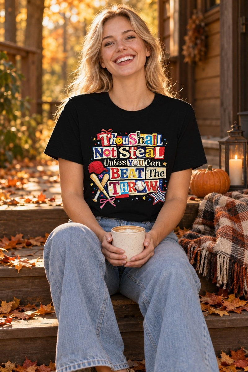 Baseball Shirt „Thou shall not steal unless you can beat the throw“