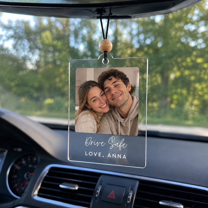 Autoanhänger mit Foto personalisiert „Drive Safe“