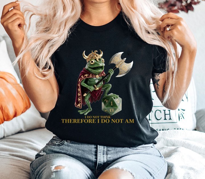 Lustiges Frosch T-Shirt Wikinger „I do not think therefore I do not am“