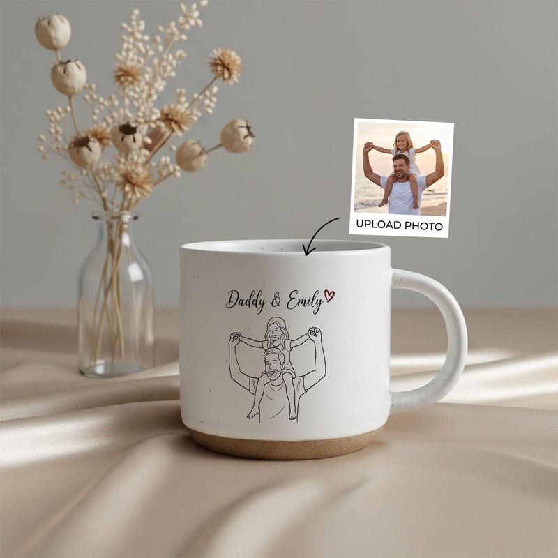 Matte Papa Tasse mit Foto als Linienzeichnung
