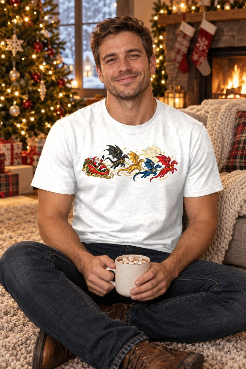 Weihnachts-Shirt Weihnachtsmann mit Drachen-Schlitten