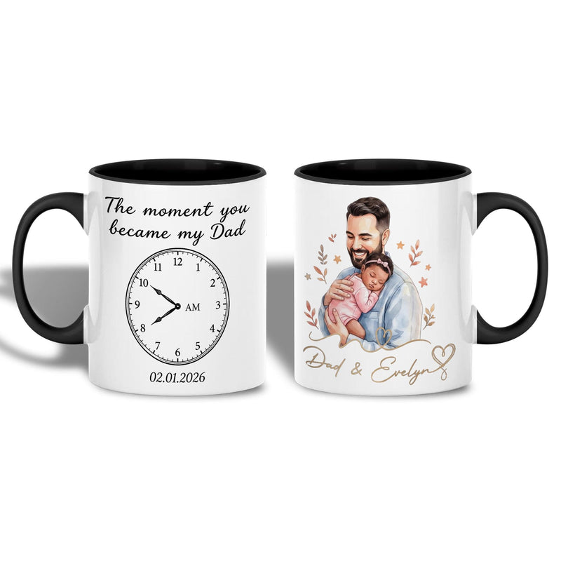 Papa-Tasse personalisiert „The Moment You Became My Dad“ mit Uhrzeit, Datum und …