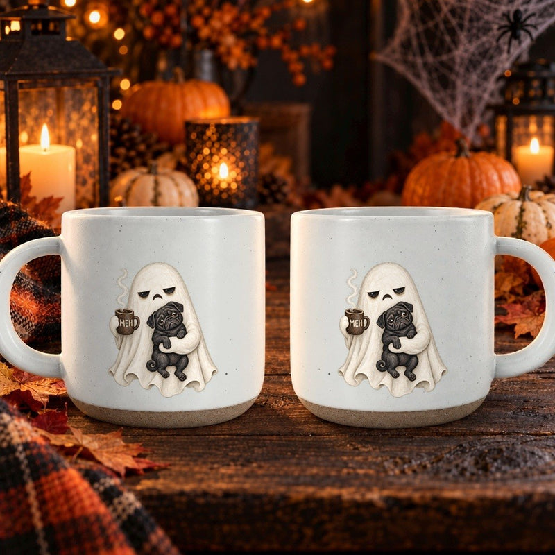 Halloween-Tasse Gespenst mit Mops