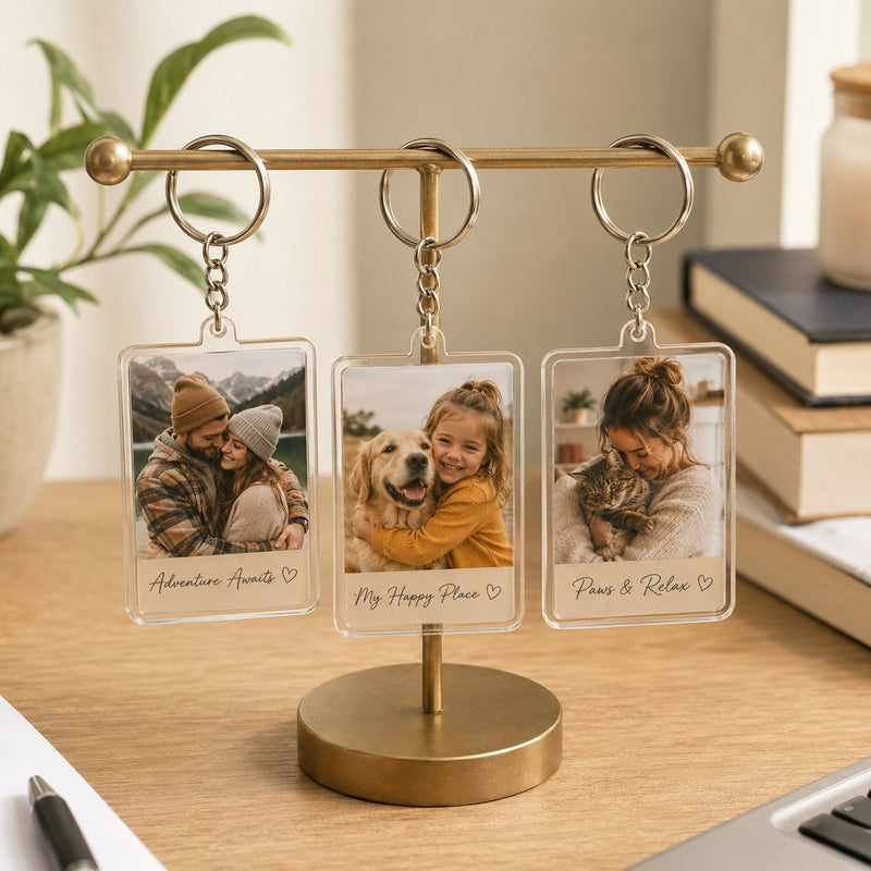 Schlüsselanhänger mit Foto personalisiert im Polaroid-Stil
