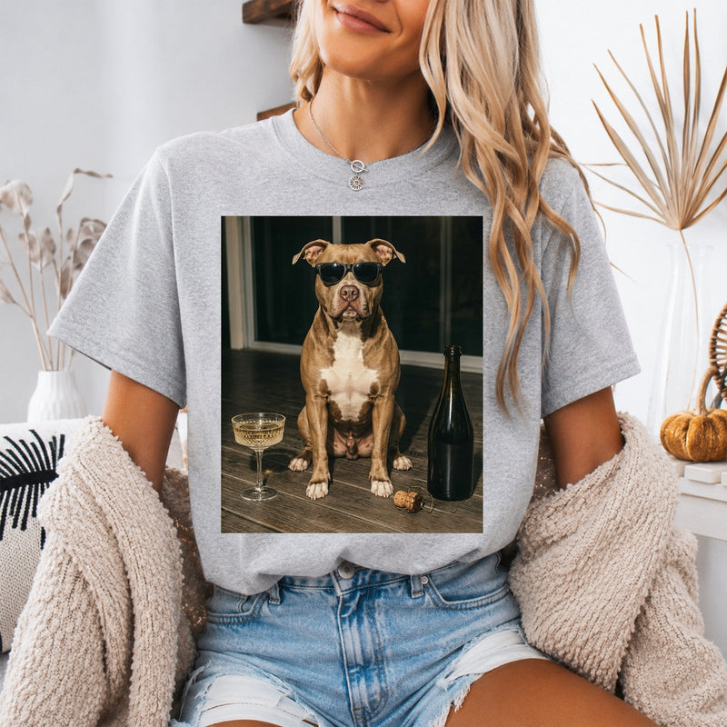 Hunde T-Shirt Pitbull mit Sonnenbrille