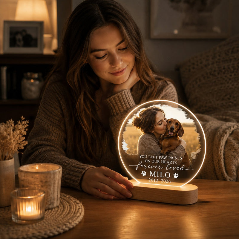 Personalisiertes Gedenklicht mit Foto und Namen deines Hundes