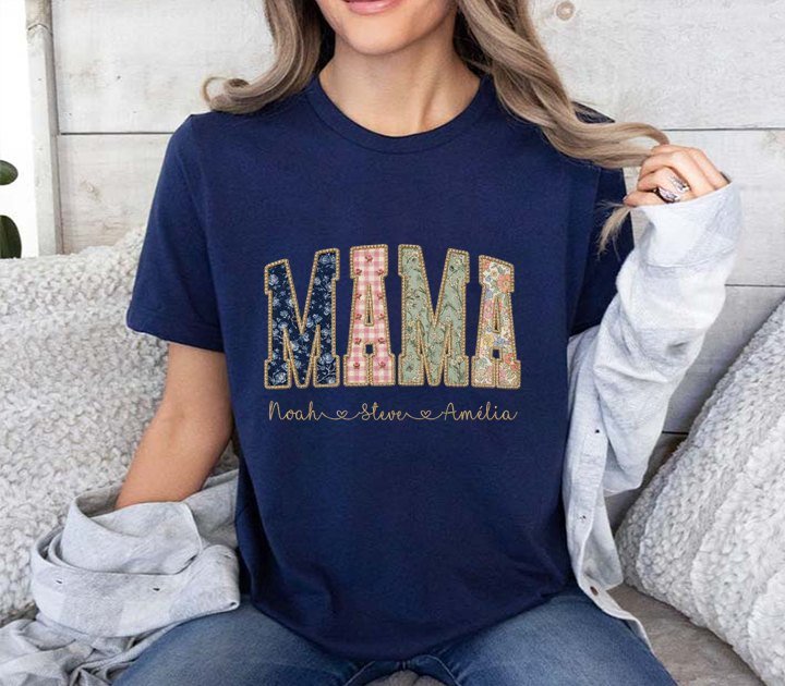 Mama-Shirt personalisiert mit Kindernamen – T-Shirt mit MAMA in Blumen- und …