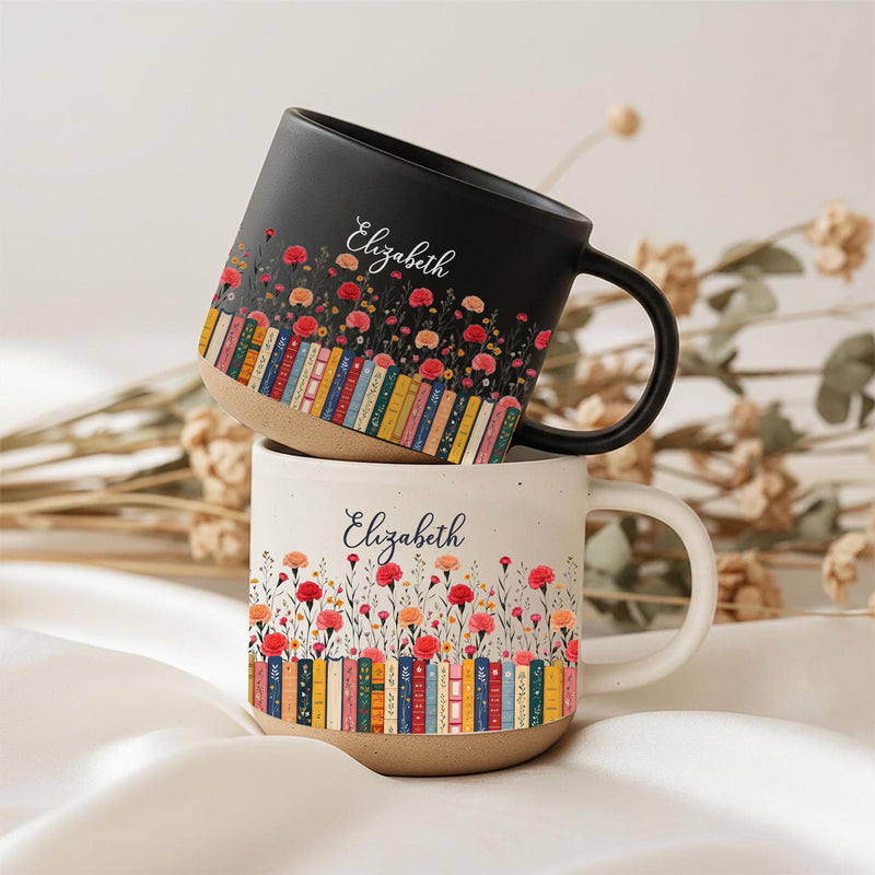 Tasse für Leseratten mit Namen und Geburtsblume