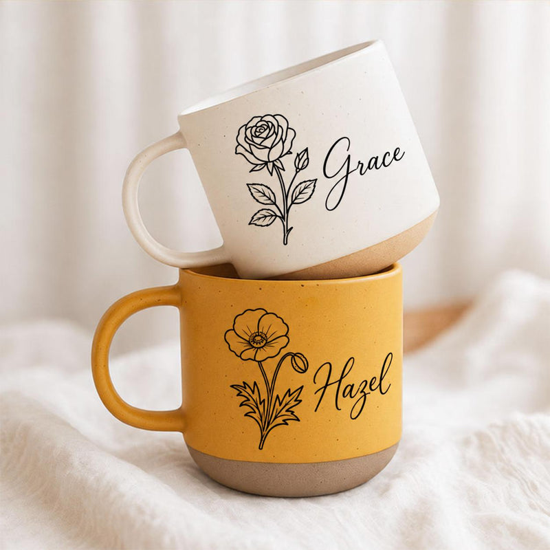 Geburtsblumen-Tasse personalisiert mit Namen